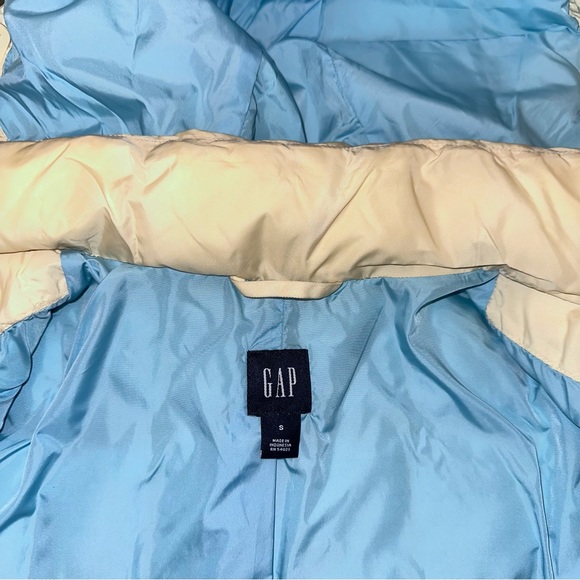 Gap cream/light blue puffer jacket w/ detachable hood, S - Picture 4 of 16